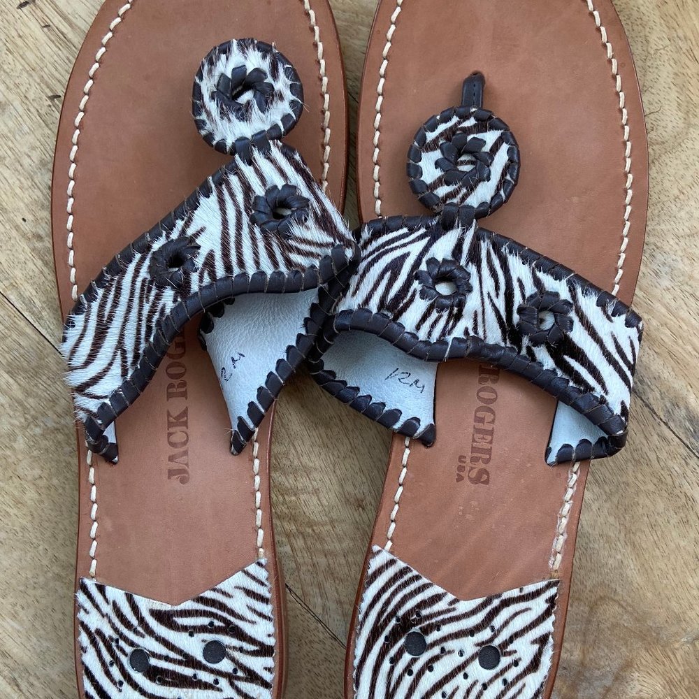 Jack Rogers Kenya Zebra Print Calf Hair Sandals